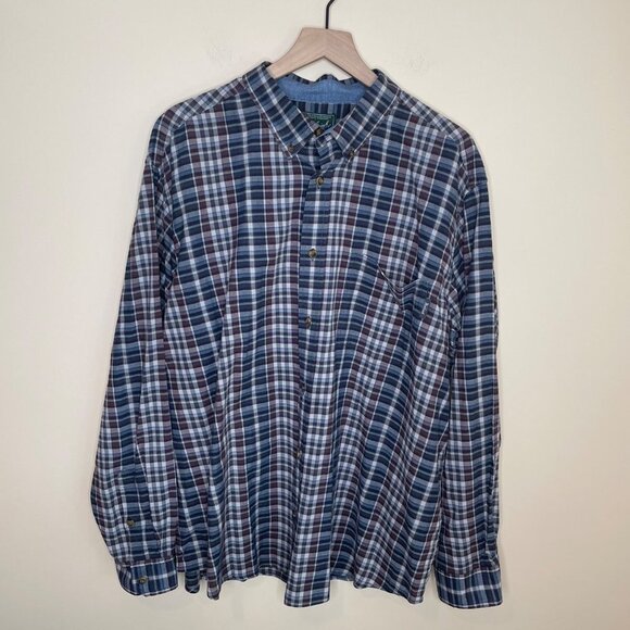 Woolrich Mens Plaid Button Down Long Sleeve Shirt Size XXL Cotton Blue - Picture 1 of 5